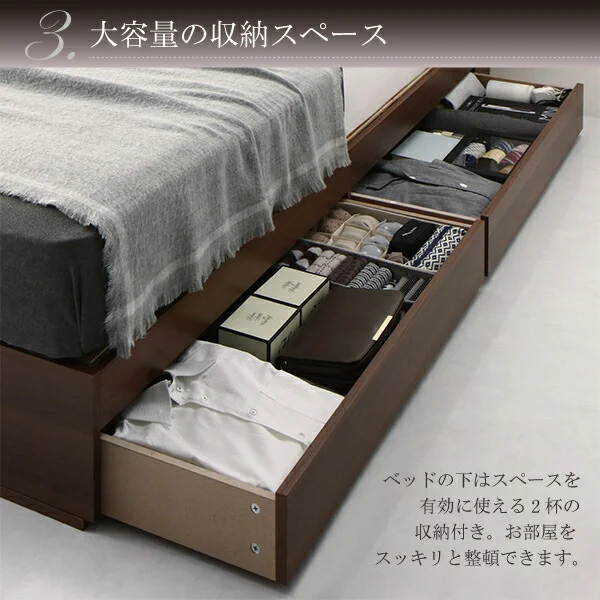 清潔に眠れる棚・コンセント付きすのこ収納ベッド Anela アネラ ベッドフレームのみ シングル
