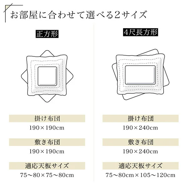 幾何学デザインのこたつ布団 Matica マティカ 掛布団&敷布団2点セット 正方形(80×80cm)天板対応