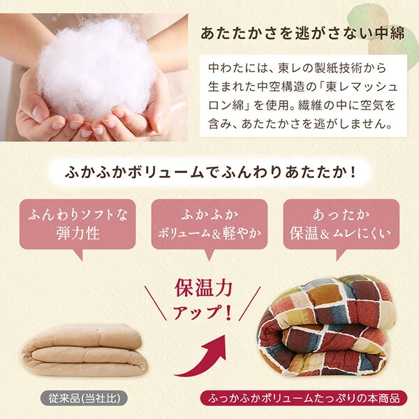 アートモダンなモザイクデザインこたつ布団 Kipfel キプフェル 掛布団&敷布団2点セット 正方形(80×80cm)天板対応