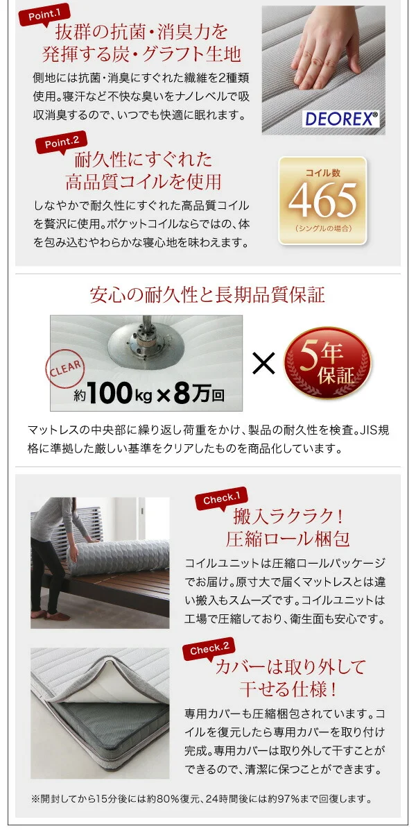 棚・コンセント付きフロアベッド Elthman エルスマン ベッドフレームのみ シングル
