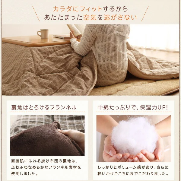 洗えるジャガード織ステッチデザインこたつ布団 Cojia コジア 掛布団&敷布団2点セット 掛け布団+ラグ 正方形(80×80cm)天板対応