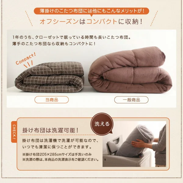 洗えるジャガード織ステッチデザインこたつ布団 Cojia コジア 掛布団&敷布団2点セット 掛け布団+ラグ 正方形(80×80cm)天板対応