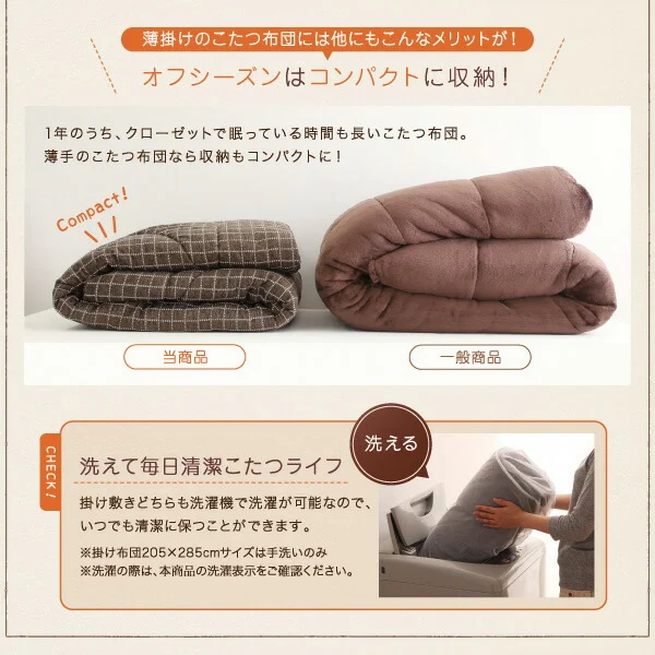 洗えるジャガード織ステッチデザインこたつ布団 Cojia コジア 掛布団&敷布団2点セット 掛け布団+ラグ 正方形(80×80cm)天板対応