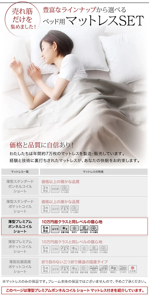 ショート丈収納ベッド／フルール2 Fleur2 ベッドフレームのみ セミシングル ショート丈