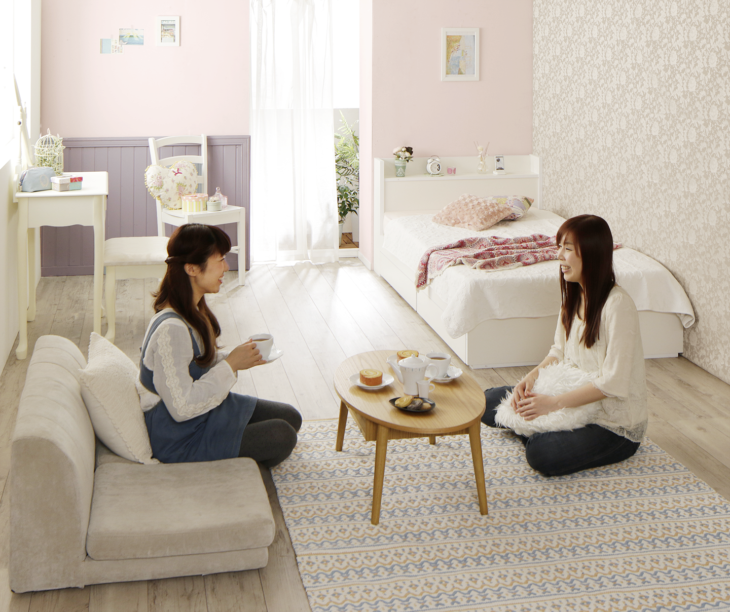 ショート丈収納ベッド／フルール2 Fleur2 ベッドフレームのみ セミシングル ショート丈
