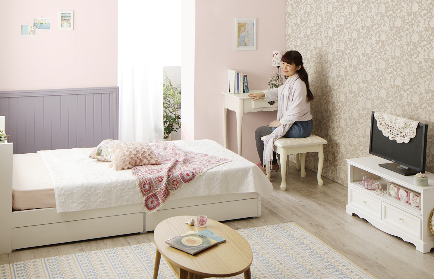 ショート丈収納ベッド／フルール2 Fleur2 ベッドフレームのみ セミシングル ショート丈