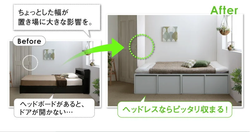 ベッド チェストベッド 大容量収納ベッド／センペール2 ベッドフレームのみ ハイタイプ 引き出しなし シングル