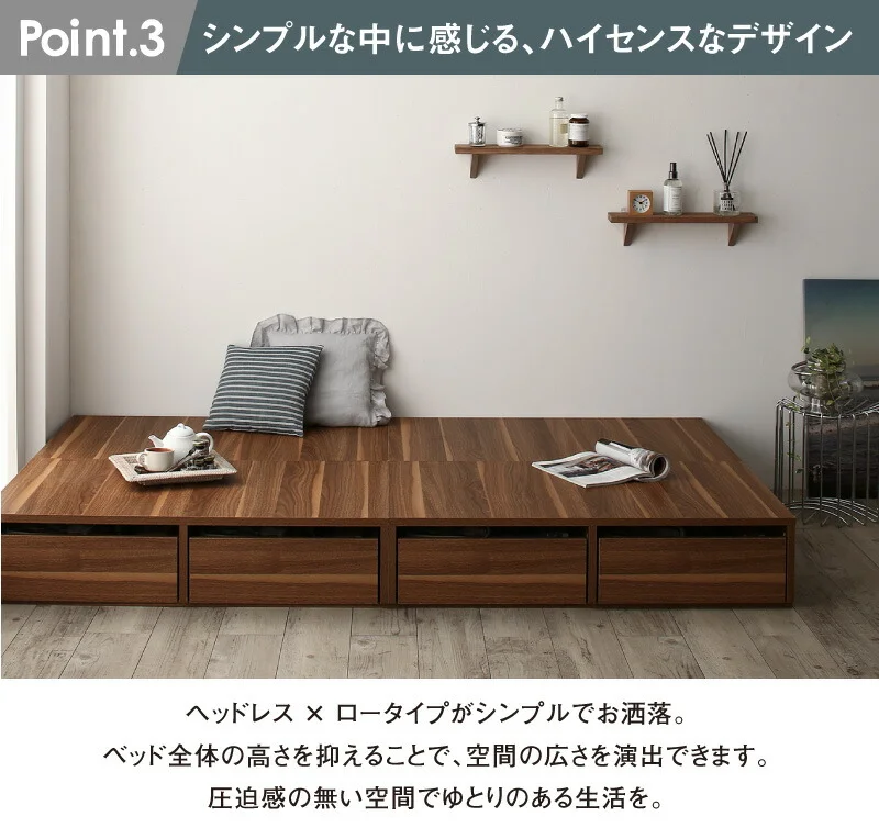 ベッド チェストベッド 大容量収納ベッド／センペール2 ベッドフレームのみ ハイタイプ 引き出しなし シングル