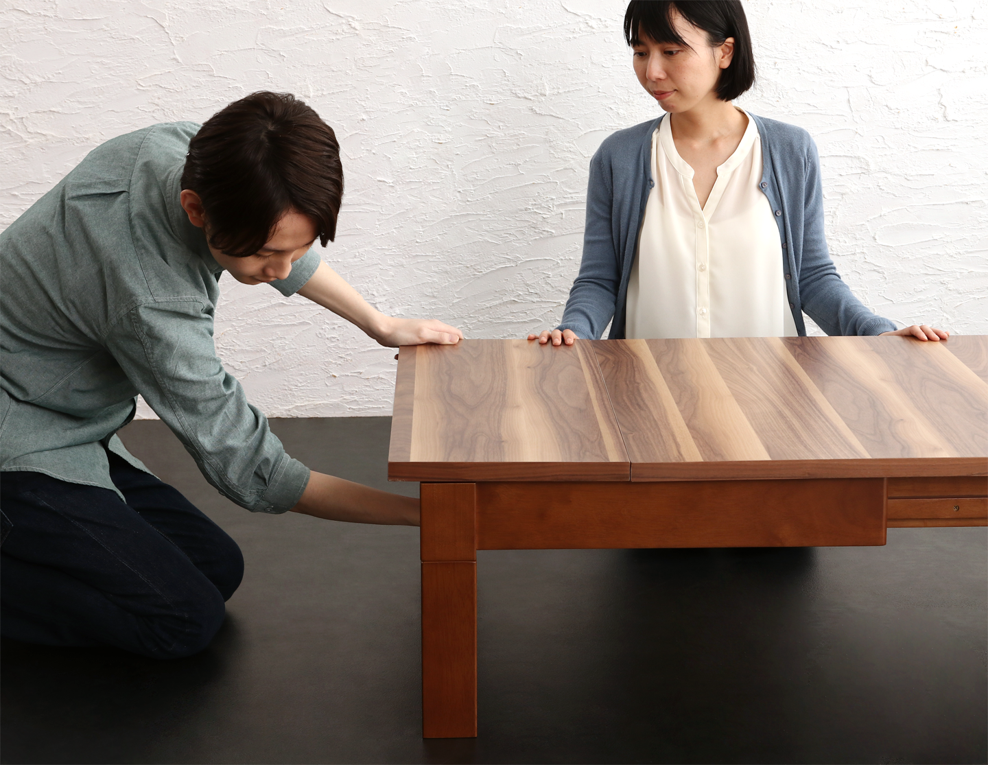 3段階伸縮こたつテーブル/ワイデンアルファ2 長方形(80×120〜180cm)