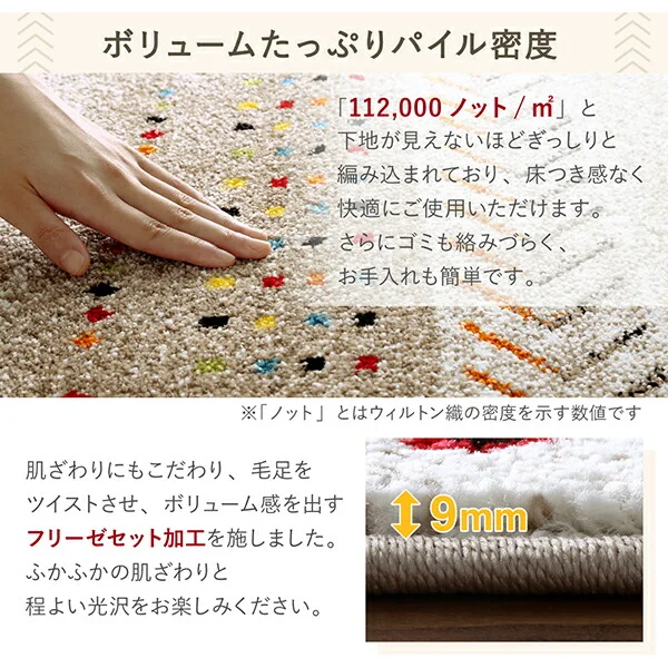 トルコ製ウィルトン織デザインラグ worusa ウォルサ 80×140cm