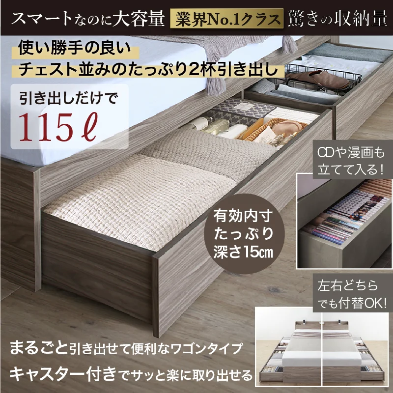 お客様組立 ベッド 棚コンセント 収納付き  Ever X エヴァー エックス ベッドフレームのみ シングル