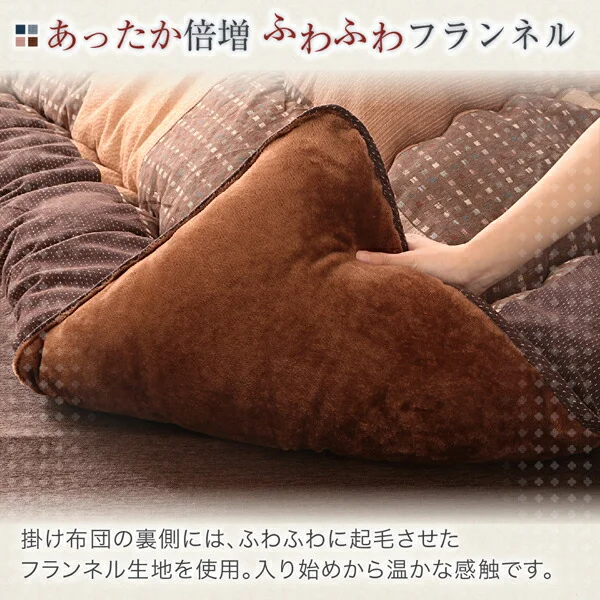 しじら織パッチワークこたつ布団 暁月 あけづき 掛布団&敷布団2点セット 正方形(80×80cm)天板対応