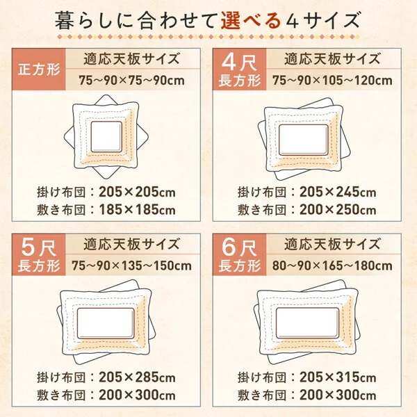 ギャッベ柄グラデーションデザインこたつ布団 Talvi タルヴィ 掛布団&ラグ2点セット 正方形(80×80cm)天板対応