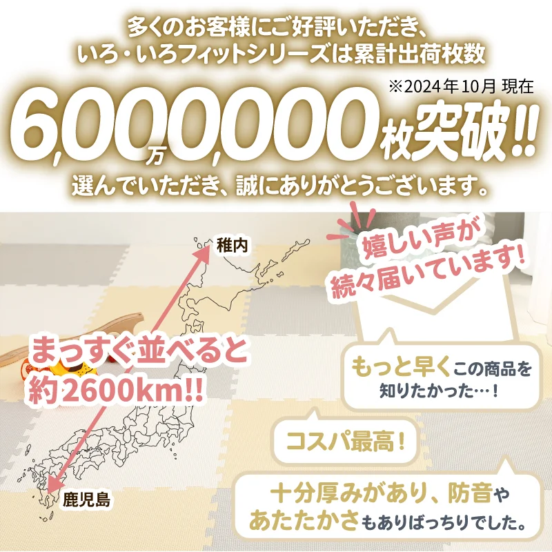 ジョイントマット いろ・いろフィット 45cm角 10mm厚 尺五 12枚 1.5畳