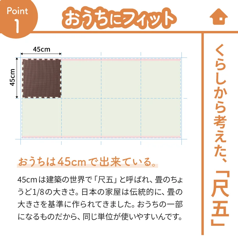 ジョイントマット いろ・いろフィット 45cm角 10mm厚 尺五 12枚 1.5畳