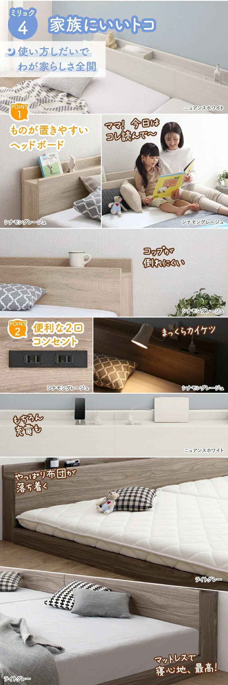 ファミリーベッド ベッドフレームのみ WK200（S＋S）