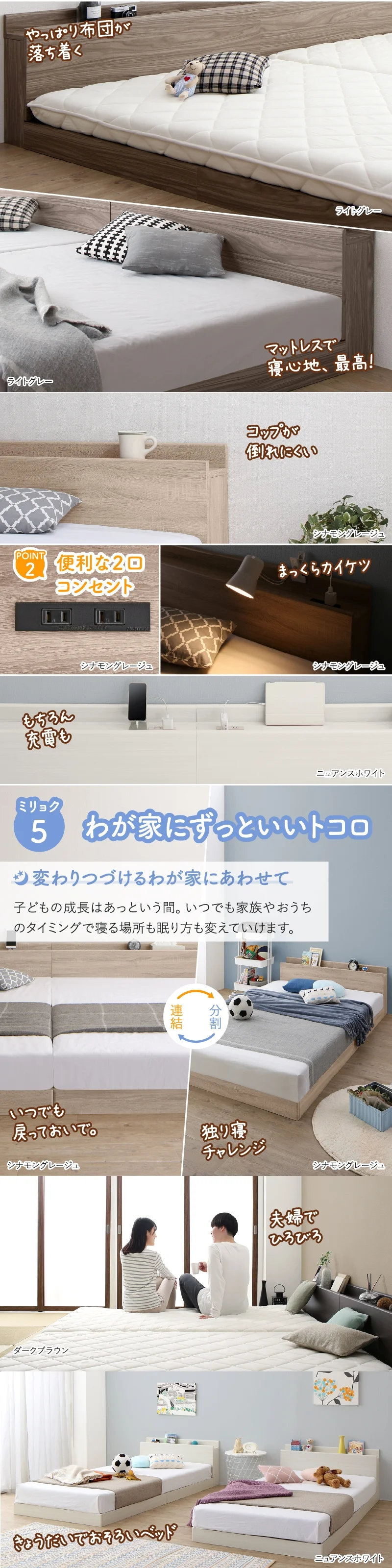 ファミリーベッド ベッドフレームのみ WK200（S＋S）