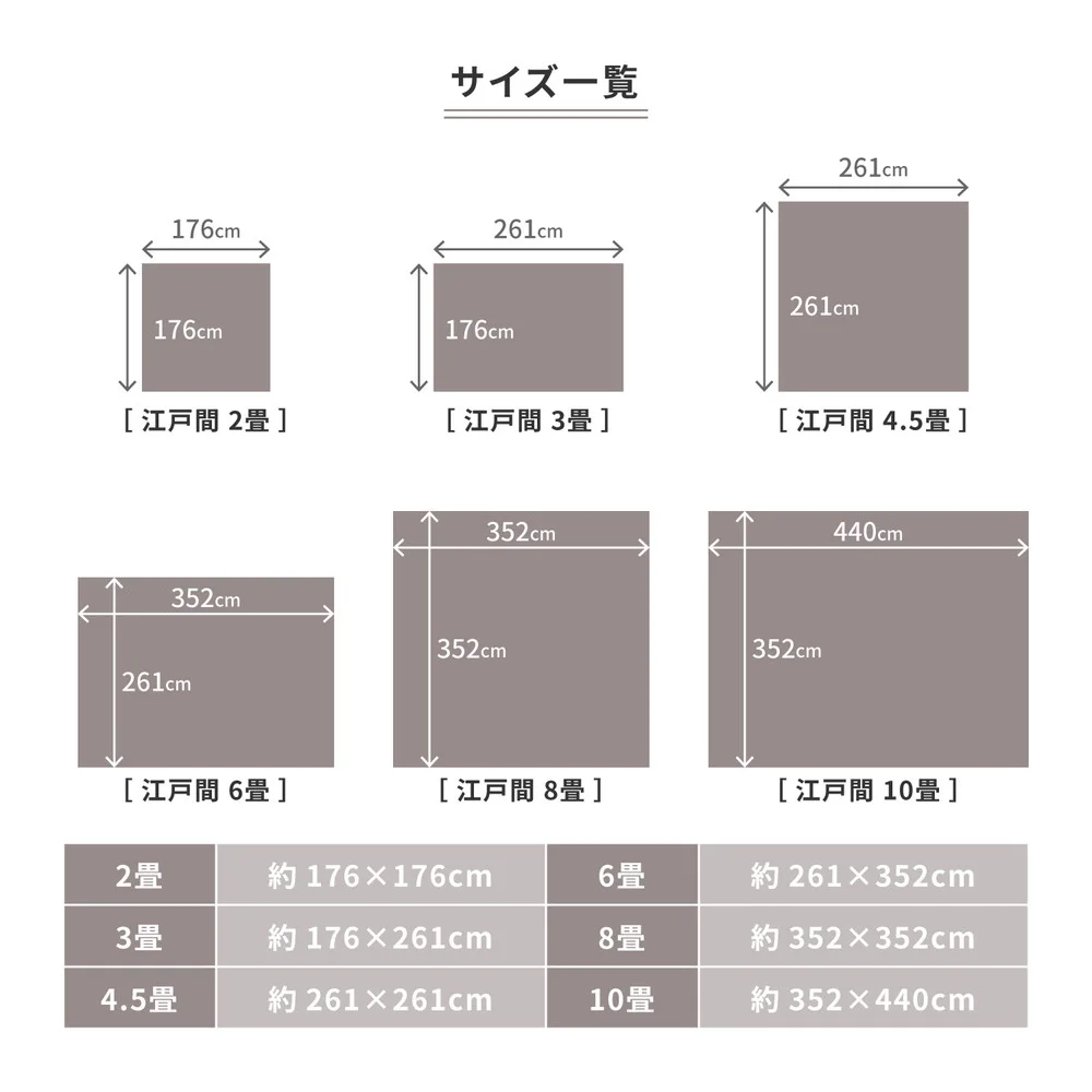 防炎加工の平織カーペット　モーエン　江戸間2帖 176×176cm