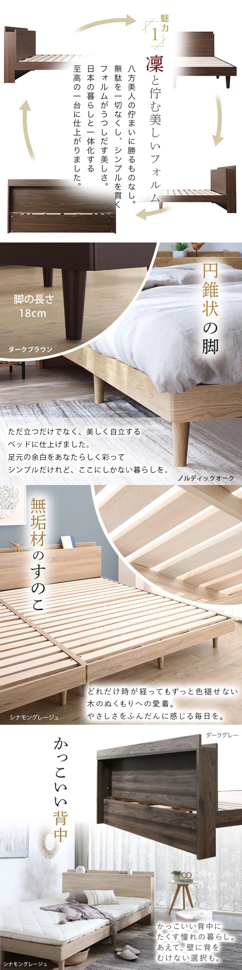 お客様組立/無垢すのこデザインベッド ベッドフレームのみ シングル