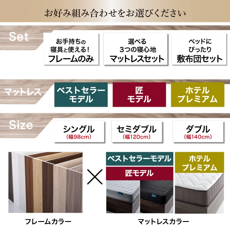 お客様組立/無垢すのこデザインベッド ベッドフレームのみ シングル