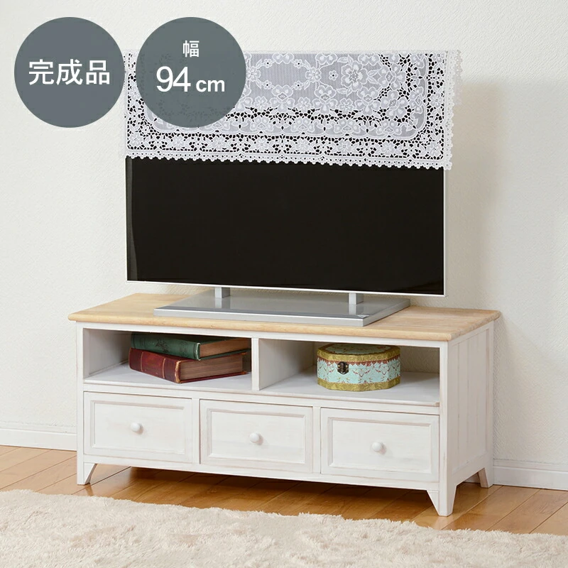 TV台-MTV-アンティークホワイト 74×34×40cm