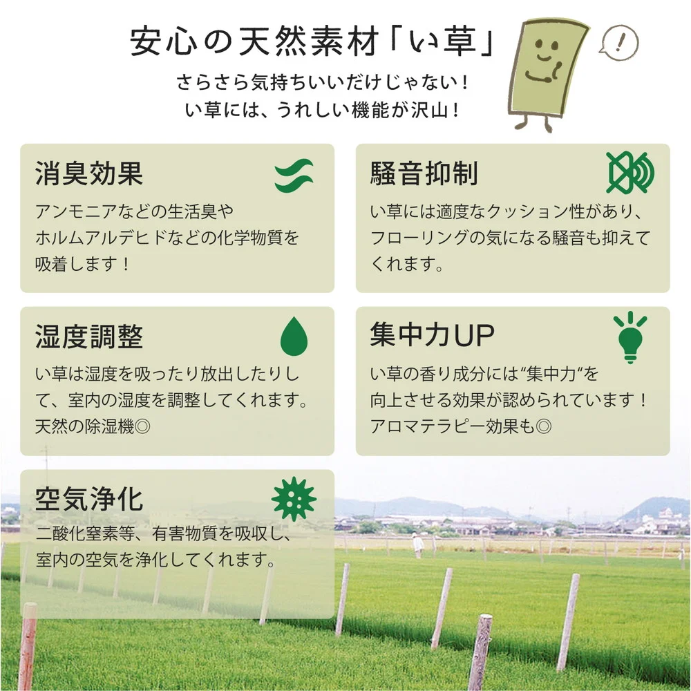 アジアンテイストの軽量置き畳 南風 6枚セット 82×82×2.5cm