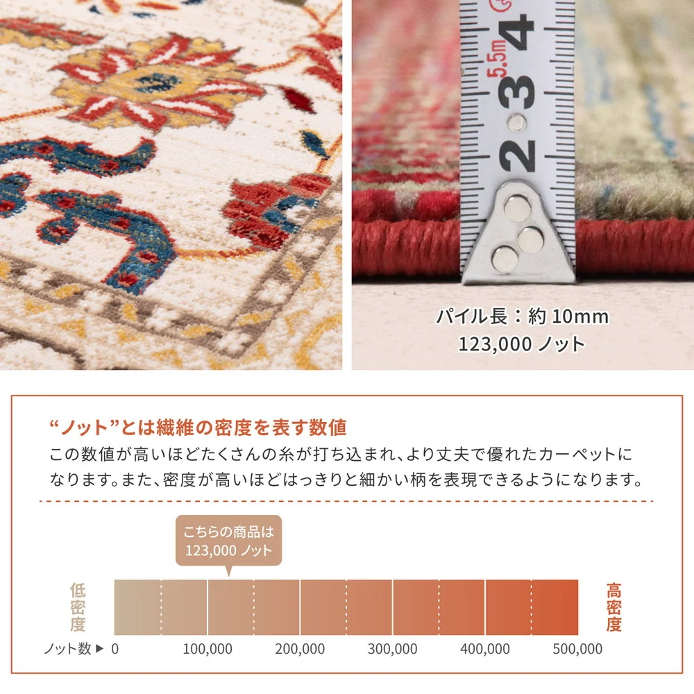 トルコ製 折り畳めるウィルトンラグ RAKKAS 140×200cm