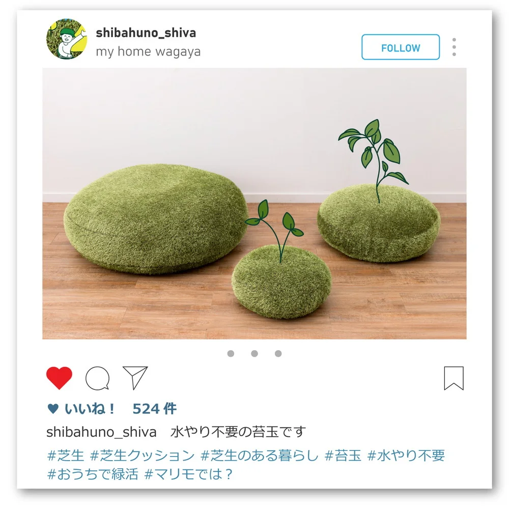 リアル芝生風生地のもちもちクッション シーヴァ Mサイズ（直径60×11）