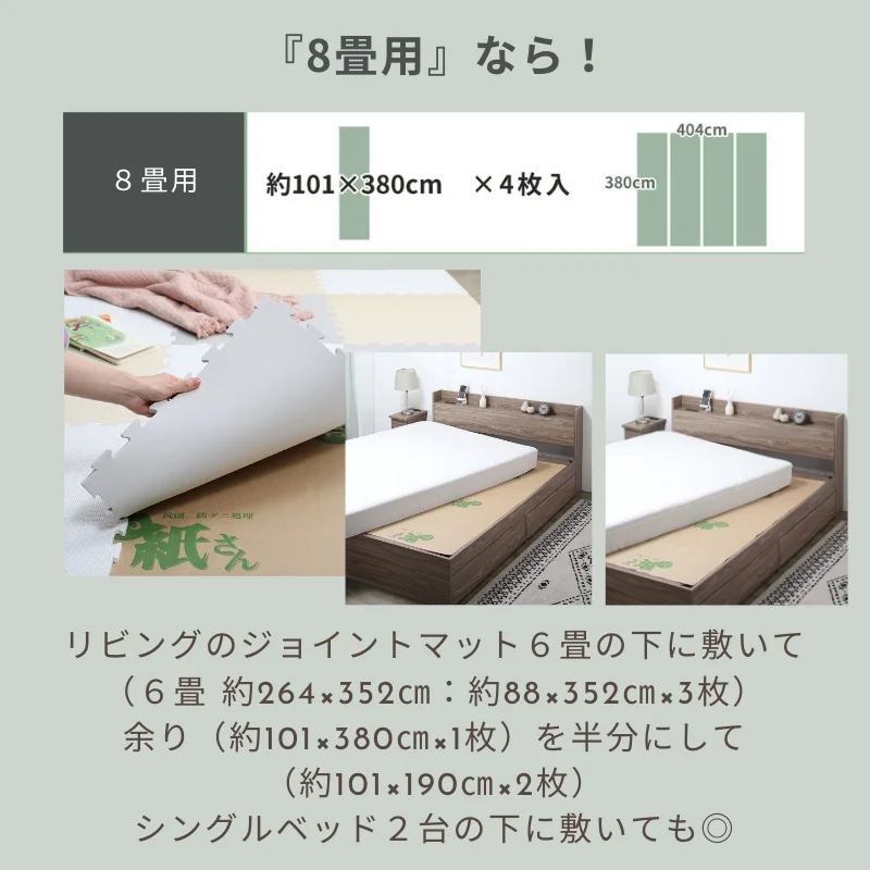 抗菌効カビ敷物用保護シート お紙さん 3帖用（101×280×2枚）