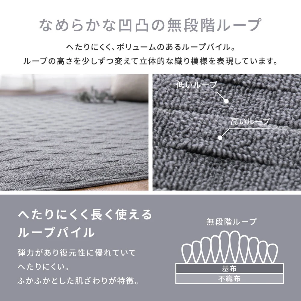 立体織の平織カーペット メテオ 江戸間 2帖（176×176）