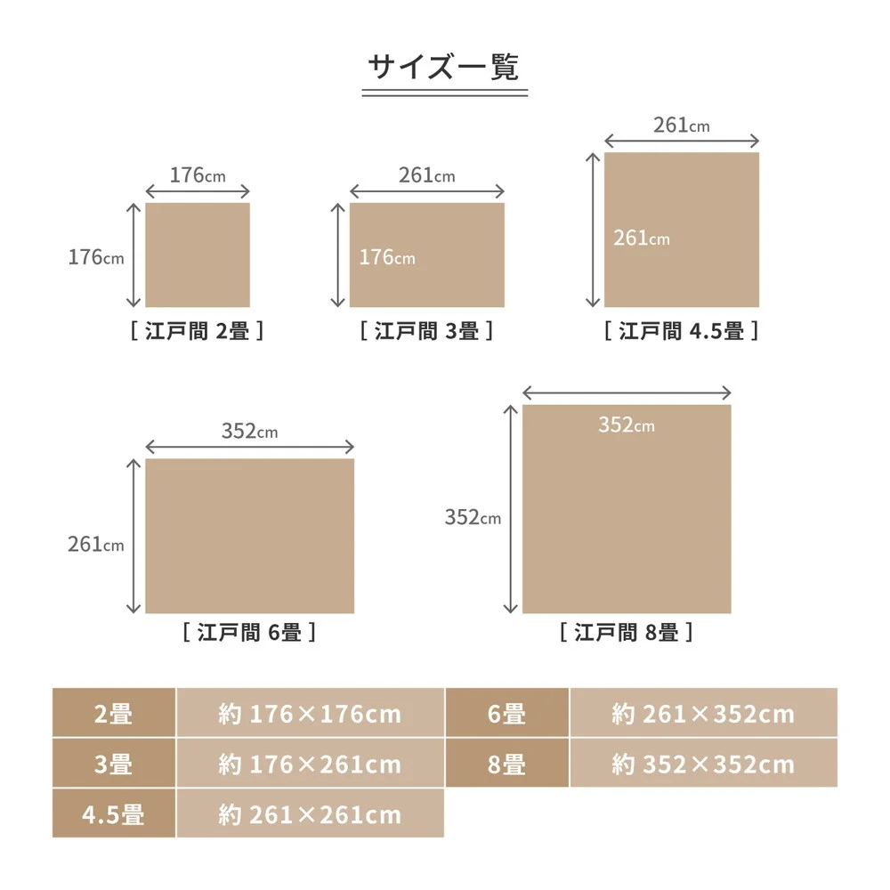 立体織の平織カーペット メテオ 江戸間 2帖（176×176）
