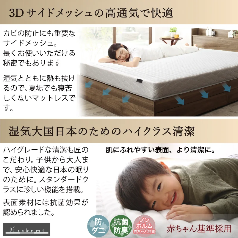 CospaSleep スプリングマットレスシリーズ ベストセラーモデル シングル マットレスカラー ホワイト