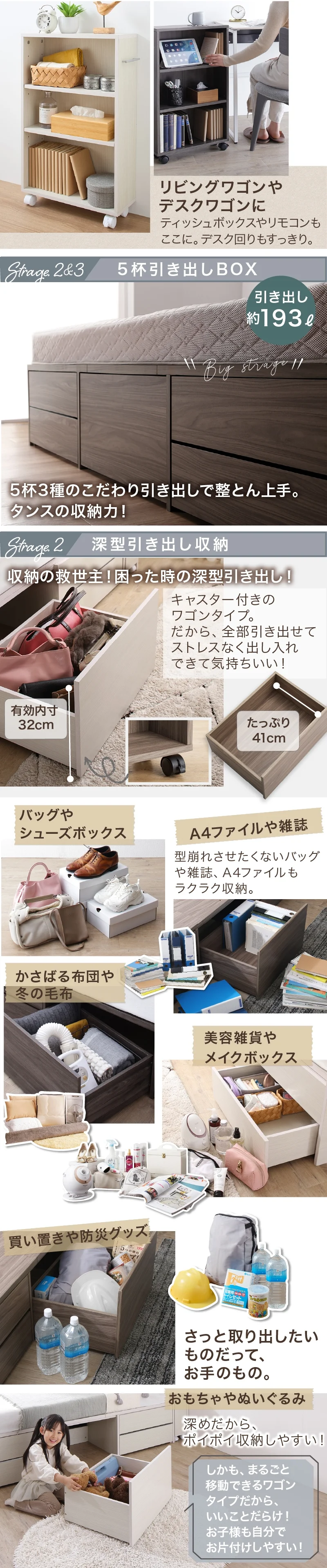 チェストベッド エブリーイン フレームのみ シングル フレームカラー ライトグレー お客様組立