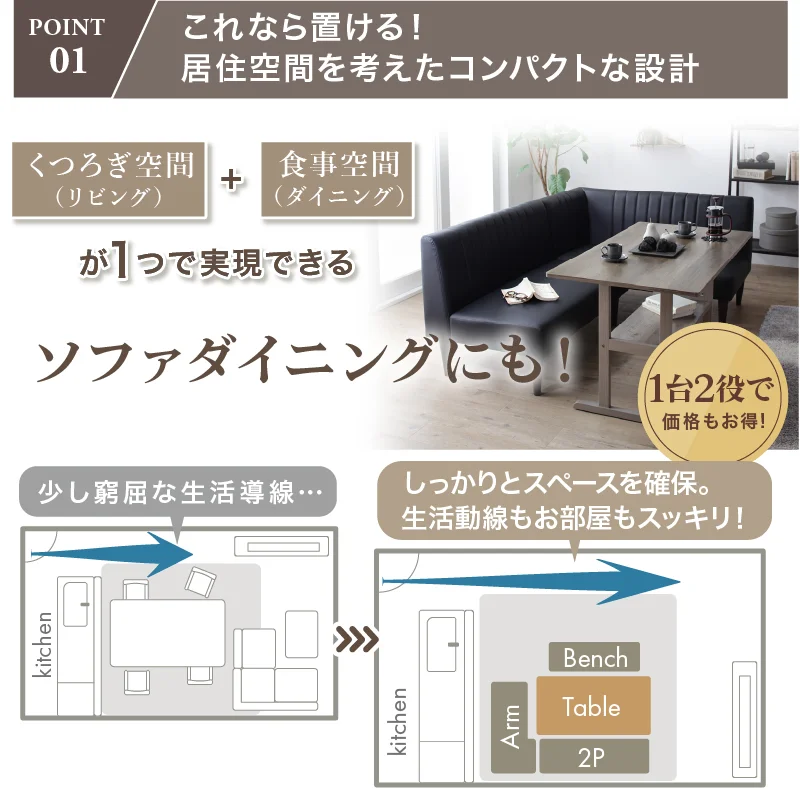 ローソファにもなる コンパクトデザインコーナーソファ ソファ2点セット 右アームタイプ 座面カラー グレージュ